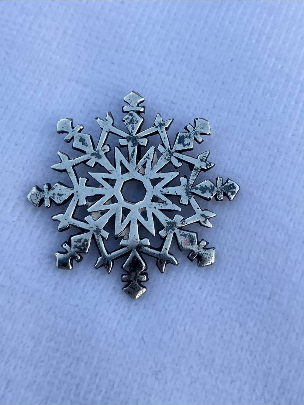 Vintage Silver Snowflake Pendant Necklace Charm